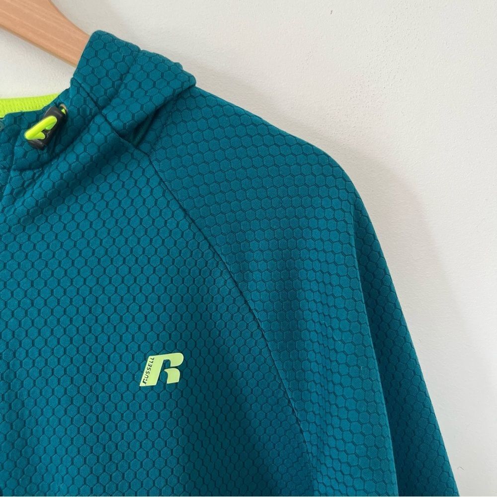 Russell Athletic Teal Textured Full Zip Performance Hoodie Men’s Small - Picture 10 of 14